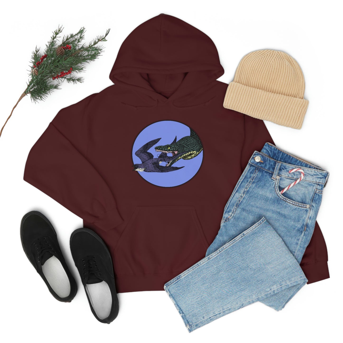 Bird and Snake Unisex Hooded Sweatshirt