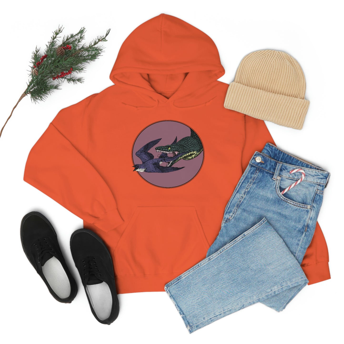 Bird and Snake Hooded Sweatshirt