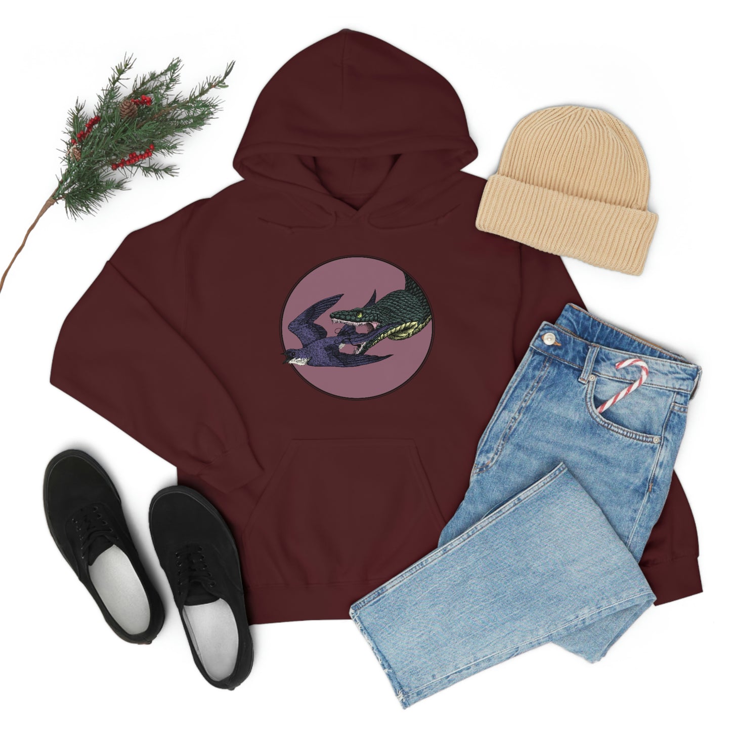 Bird and Snake Hooded Sweatshirt