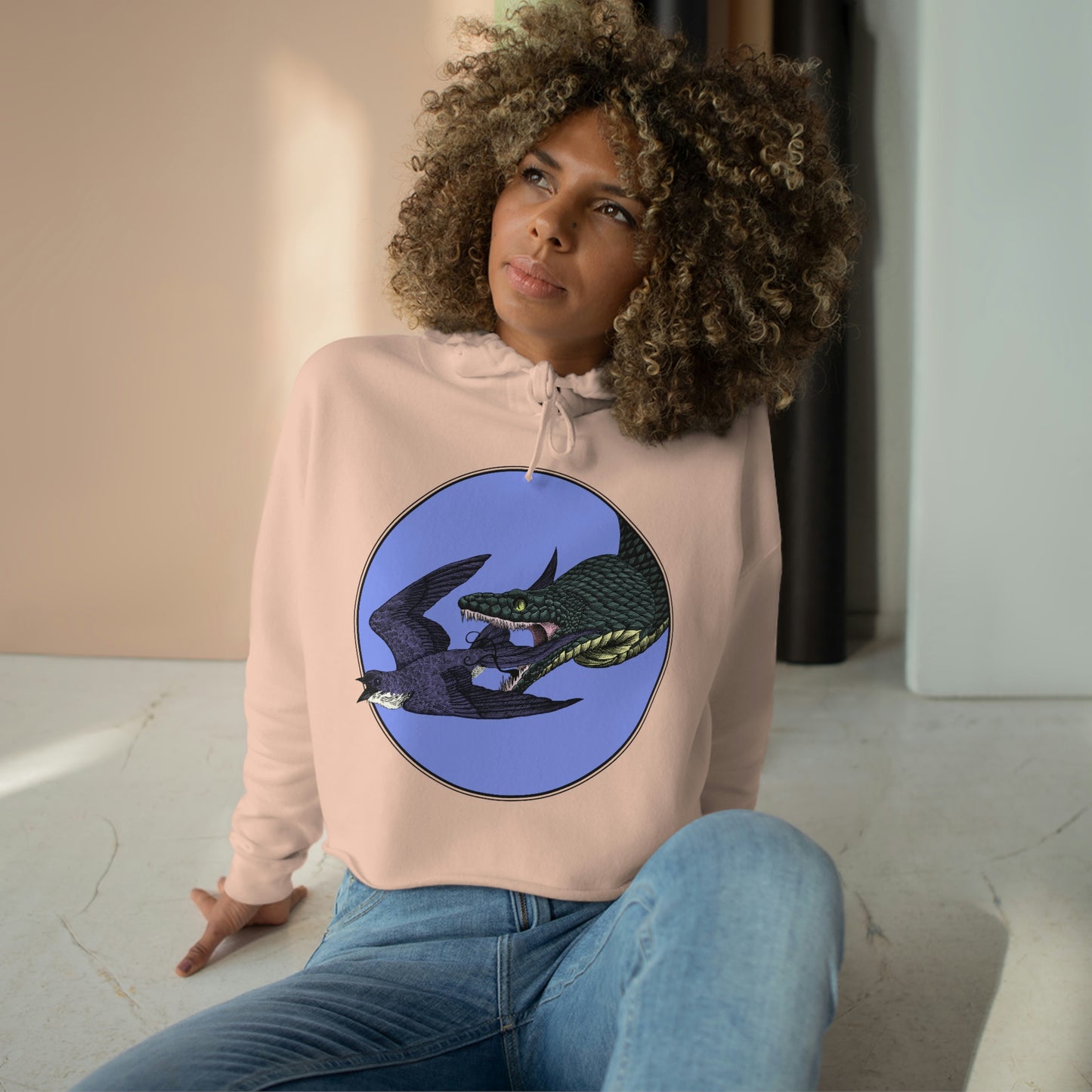 Bird and Snake Crop Hoodie