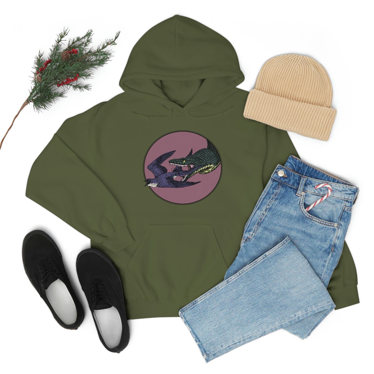 Bird and Snake Hooded Sweatshirt