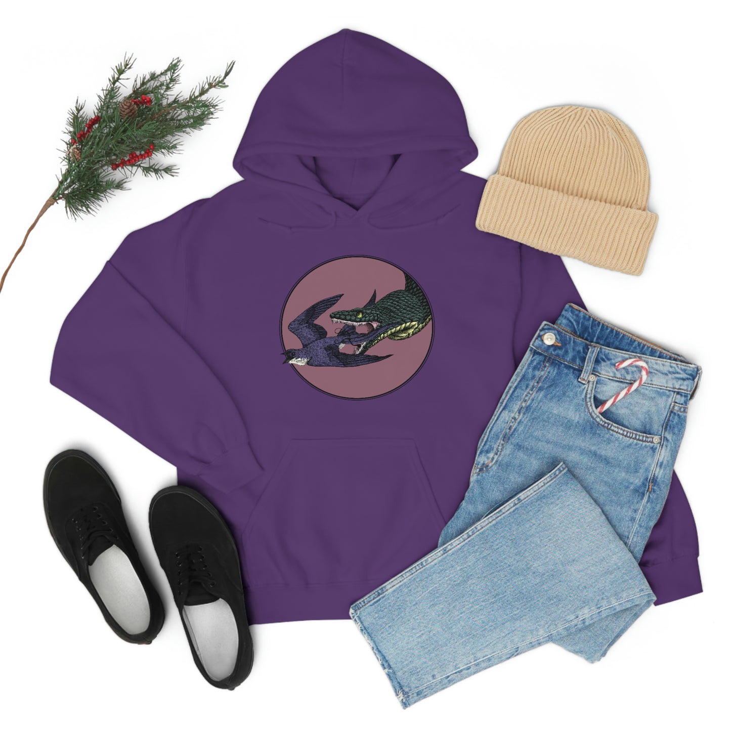 Bird and Snake Hooded Sweatshirt